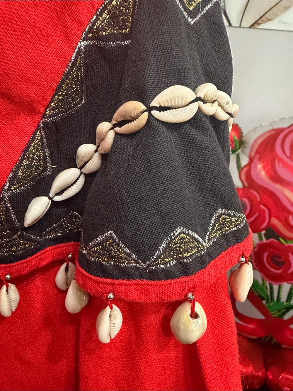 Source Unknown Red Long Sleeve Open-Front Dress with Black Trim - Picture 13 of 16